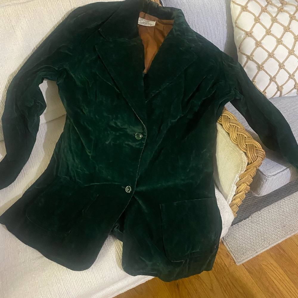 *Vintage Lane Bryant - 60’s:70’s Dark Green Velvet Blazer- plus size - Picture 3 of 11